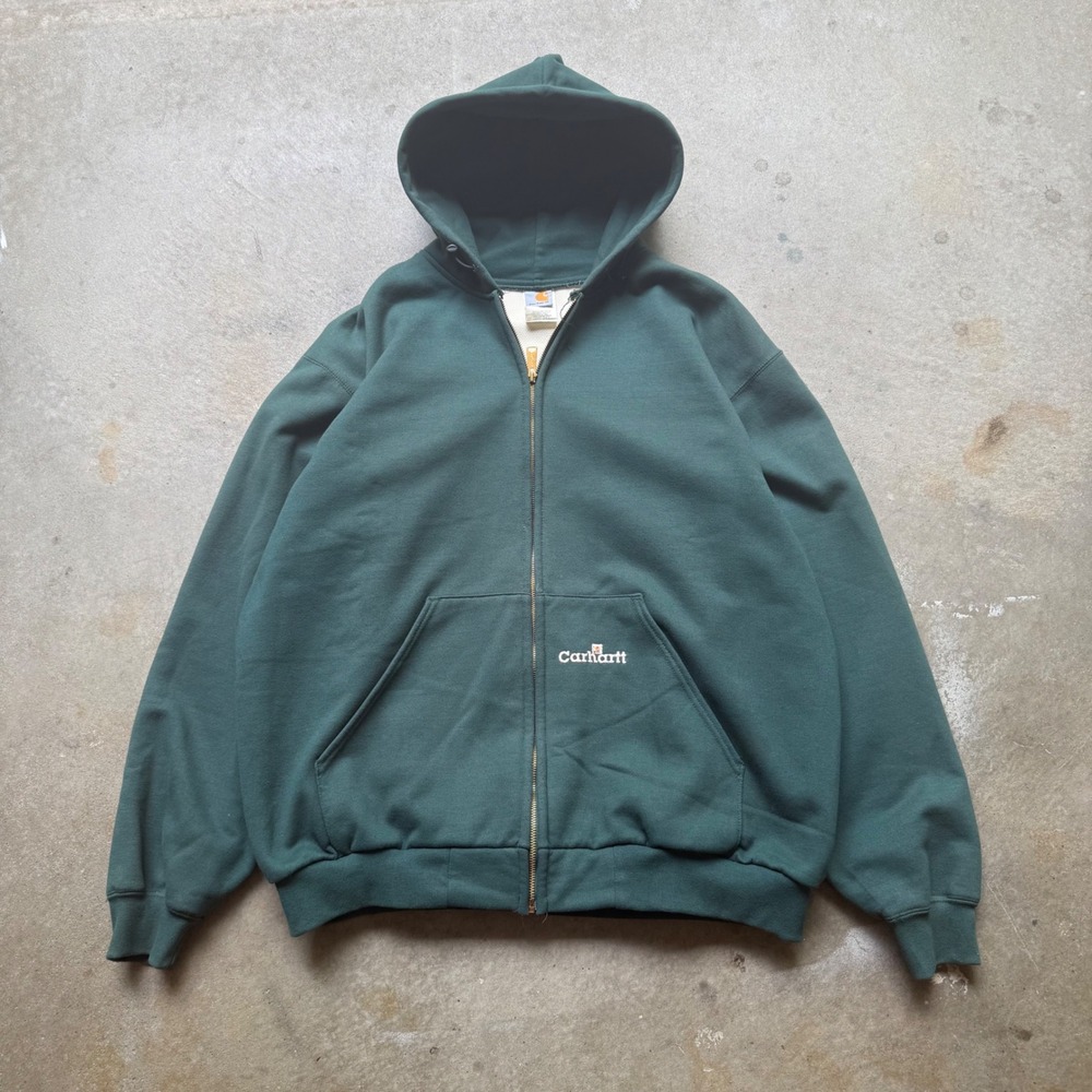 Carhartt Mens XL Hunter Green Thermal Lined Full Zip Hoodie HTG